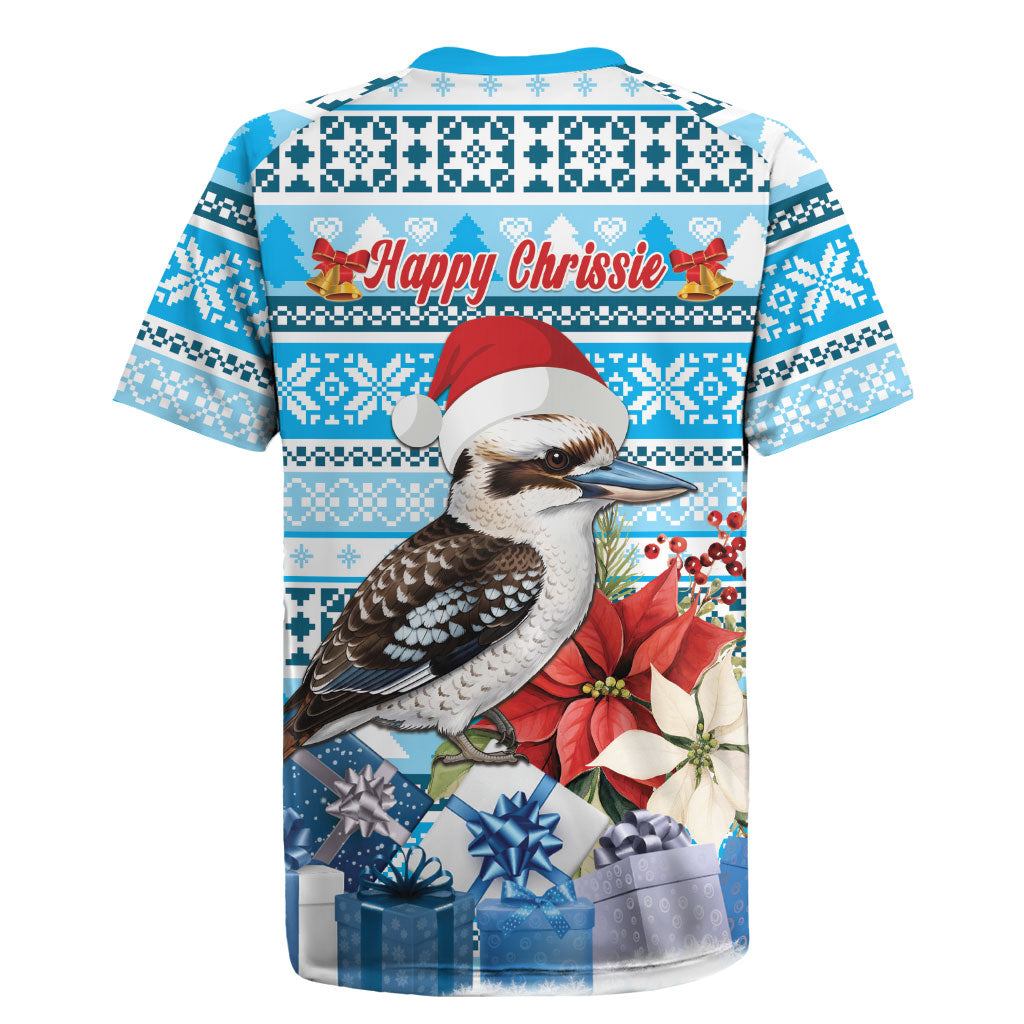 Australia Christmas In July Rugby Jersey Kookaburra Santa Blue Color
