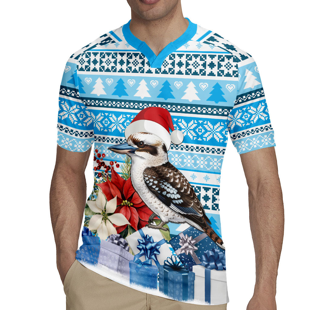 Australia Christmas In July Rugby Jersey Kookaburra Santa Blue Color