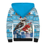 Australia Christmas In July Sherpa Hoodie Kookaburra Santa Blue Color