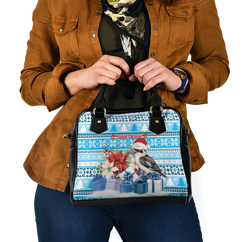 Australia Christmas In July Shoulder Handbag Kookaburra Santa Blue Color