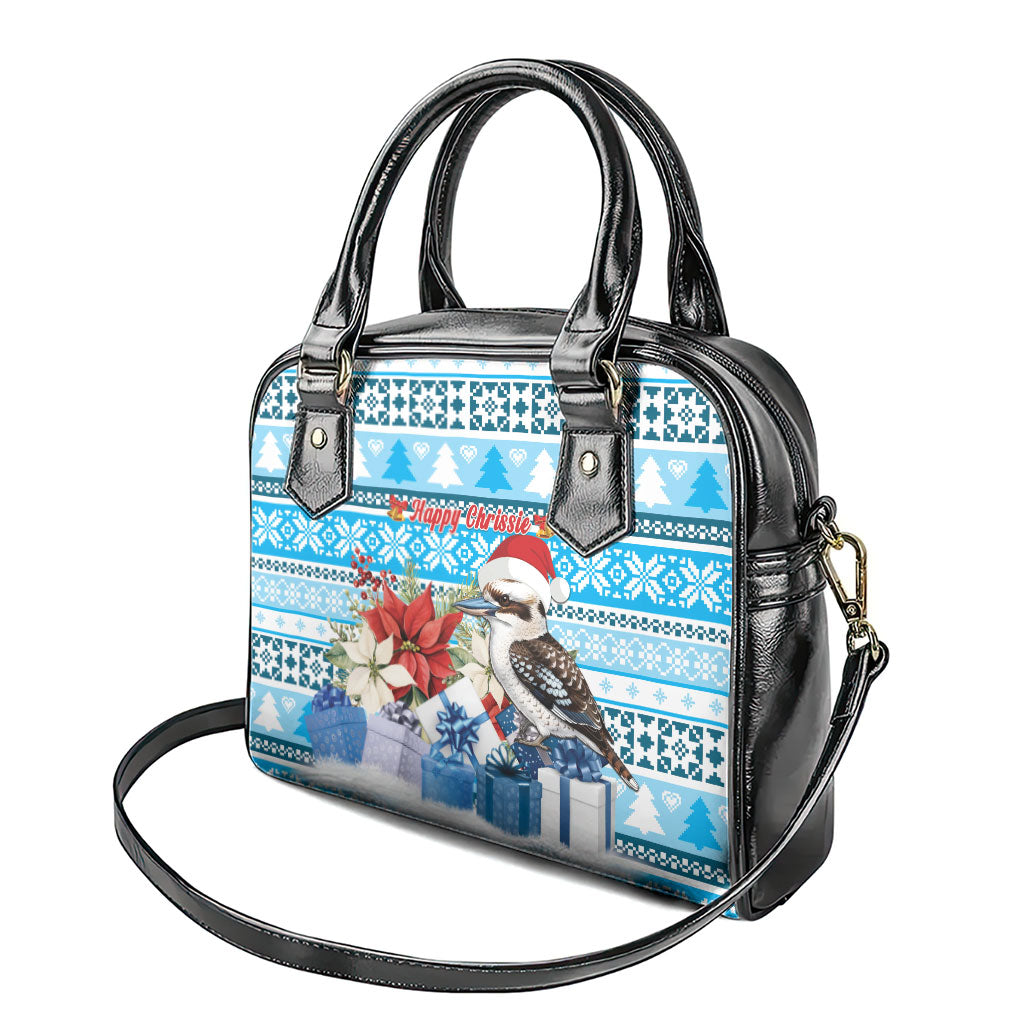 Australia Christmas In July Shoulder Handbag Kookaburra Santa Blue Color