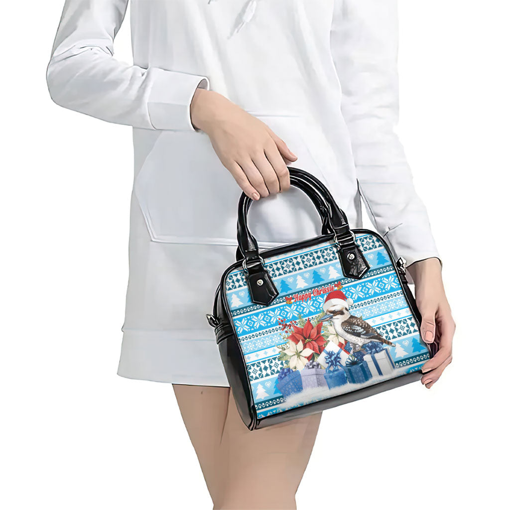 Australia Christmas In July Shoulder Handbag Kookaburra Santa Blue Color