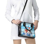 Australia Christmas In July Shoulder Handbag Kookaburra Santa Blue Color
