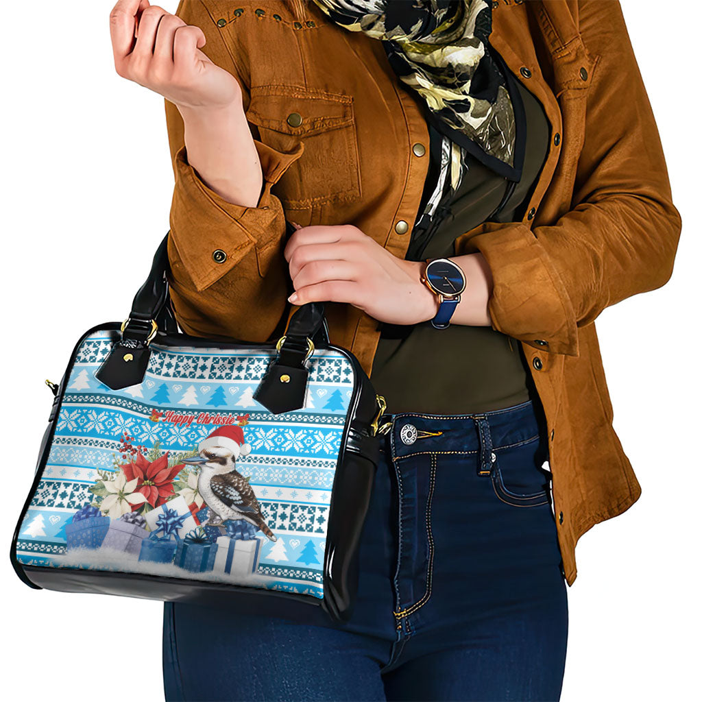 Australia Christmas In July Shoulder Handbag Kookaburra Santa Blue Color