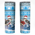 Australia Christmas In July Skinny Tumbler Kookaburra Santa Blue Color