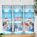Australia Christmas In July Skinny Tumbler Kookaburra Santa Blue Color