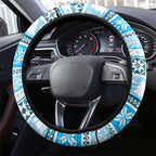 Australia Christmas In July Steering Wheel Cover Kookaburra Santa Blue Color