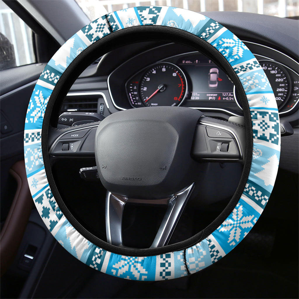 Australia Christmas In July Steering Wheel Cover Kookaburra Santa Blue Color