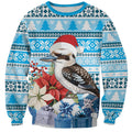 Australia Christmas In July Sweatshirt Kookaburra Santa Blue Color