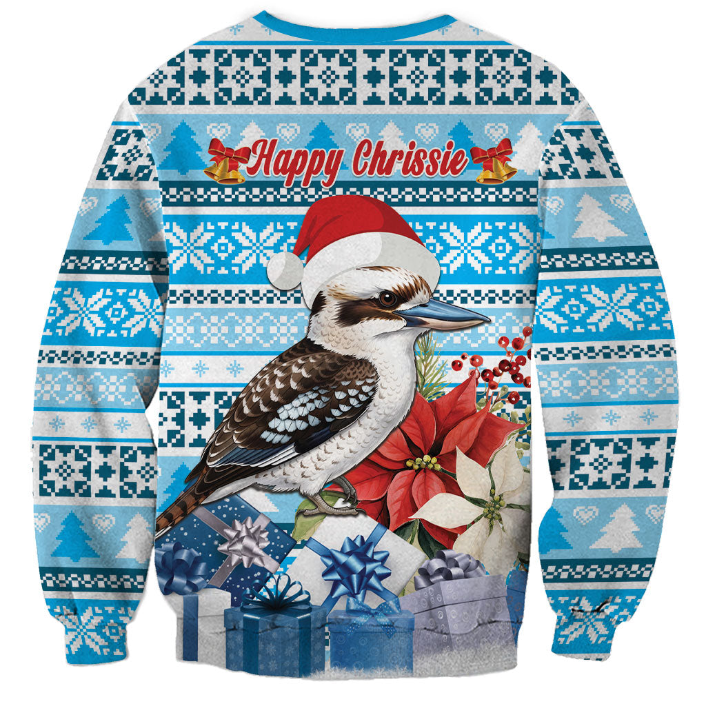 Australia Christmas In July Sweatshirt Kookaburra Santa Blue Color