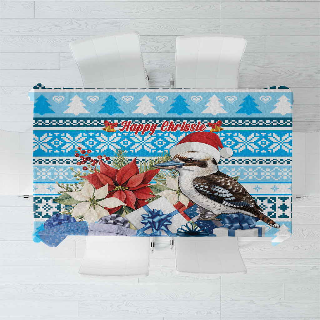 Australia Christmas In July Tablecloth Kookaburra Santa Blue Color