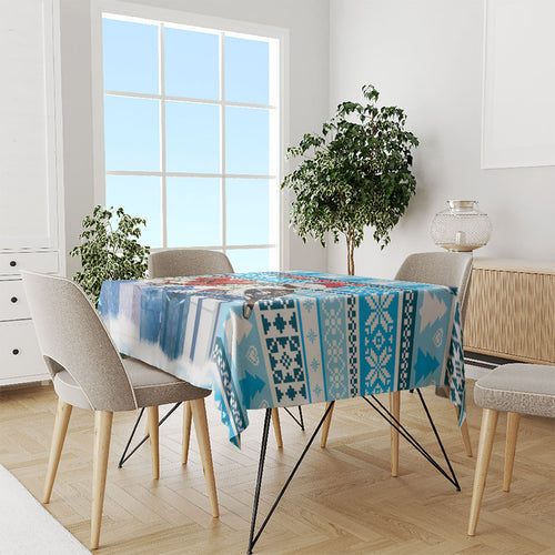 Australia Christmas In July Tablecloth Kookaburra Santa Blue Color