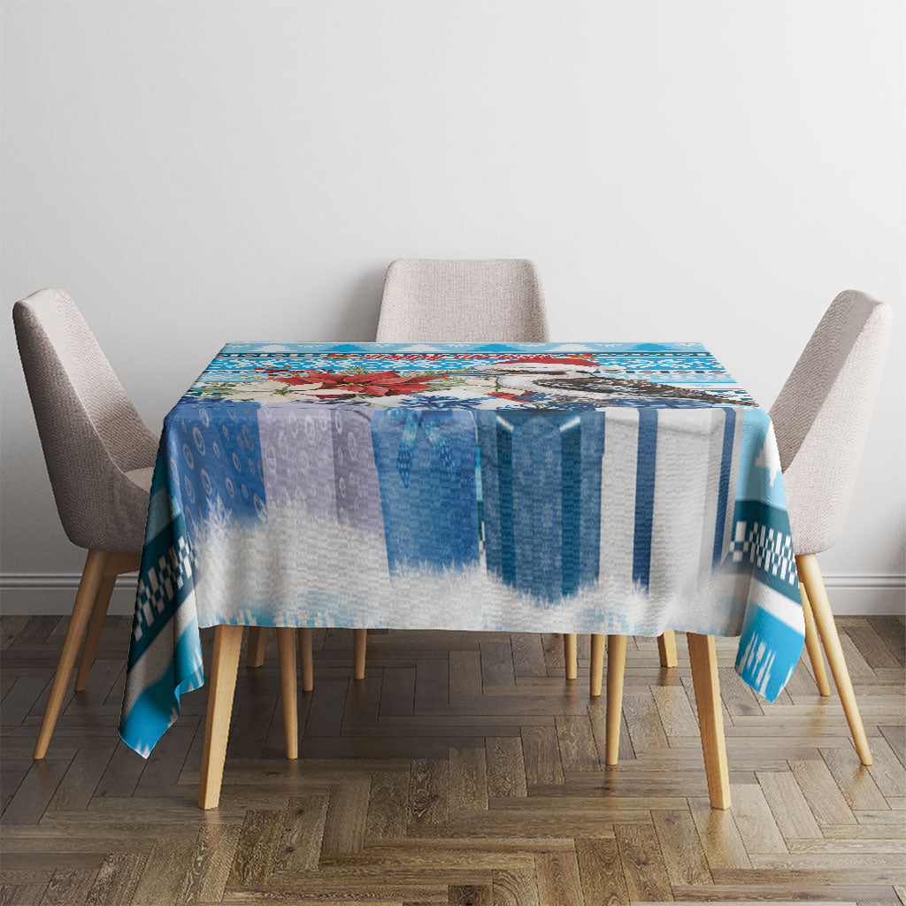 Australia Christmas In July Tablecloth Kookaburra Santa Blue Color