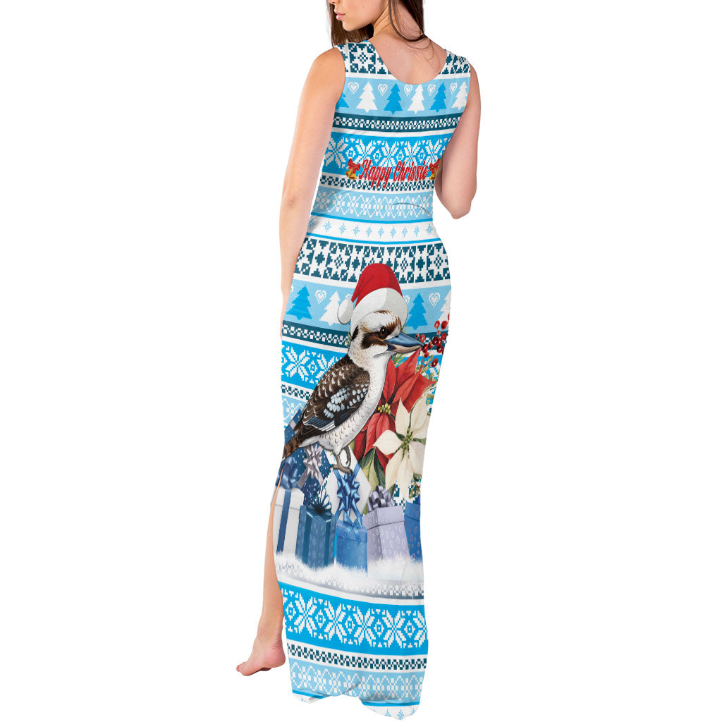 Australia Christmas In July Tank Maxi Dress Kookaburra Santa Blue Color
