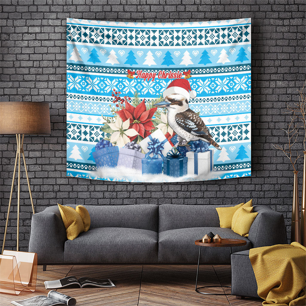 Australia Christmas In July Tapestry Kookaburra Santa Blue Color