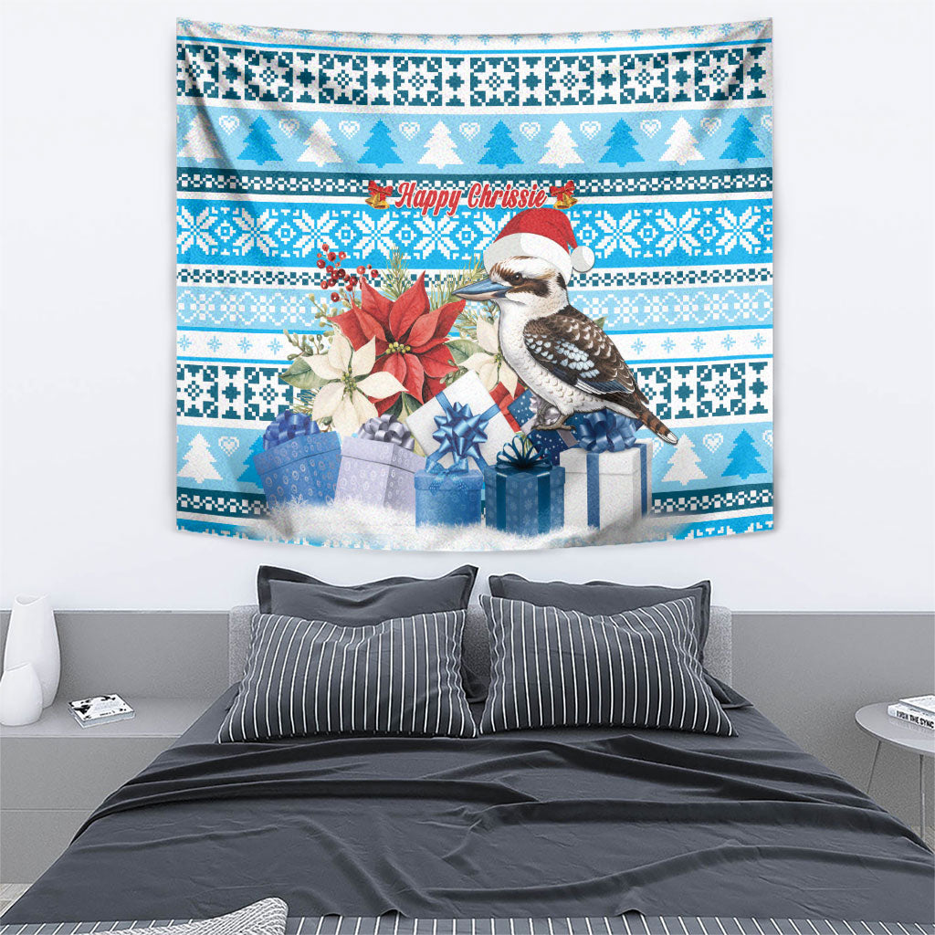 Australia Christmas In July Tapestry Kookaburra Santa Blue Color
