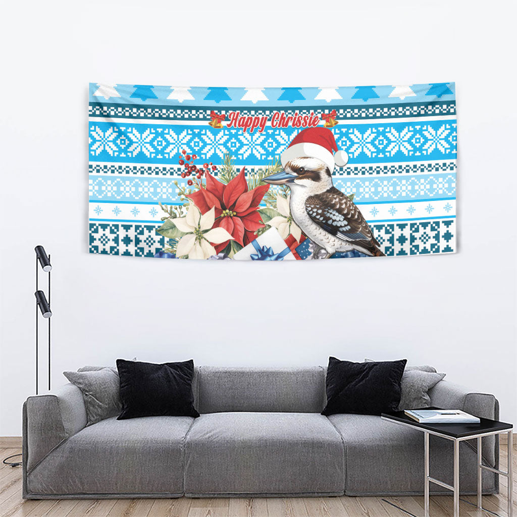 Australia Christmas In July Tapestry Kookaburra Santa Blue Color