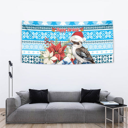 Australia Christmas In July Tapestry Kookaburra Santa Blue Color