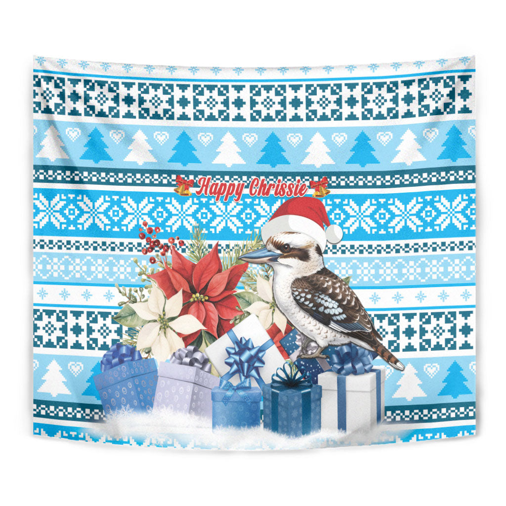 Australia Christmas In July Tapestry Kookaburra Santa Blue Color