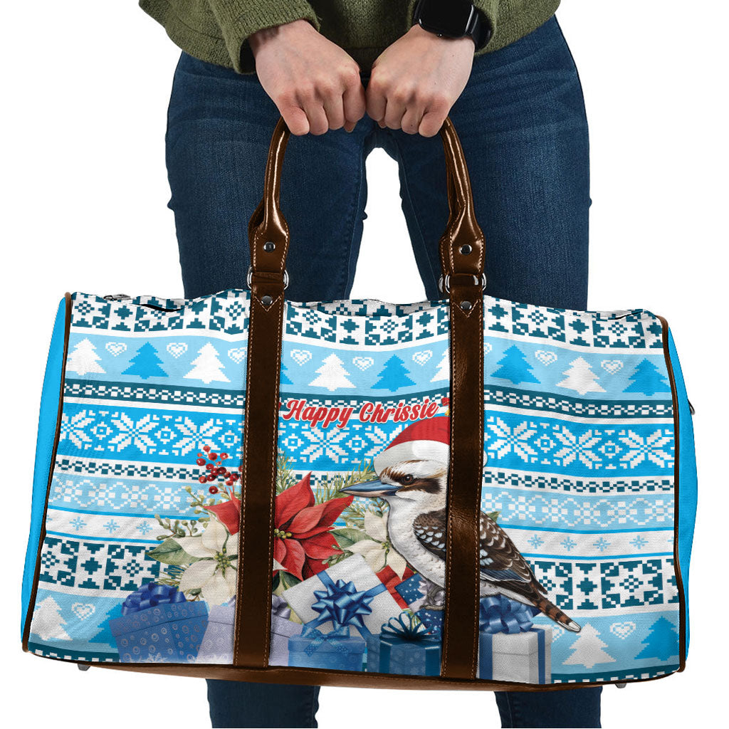 Australia Christmas In July Travel Bag Kookaburra Santa Blue Color