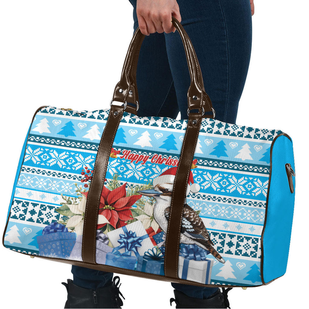 Australia Christmas In July Travel Bag Kookaburra Santa Blue Color