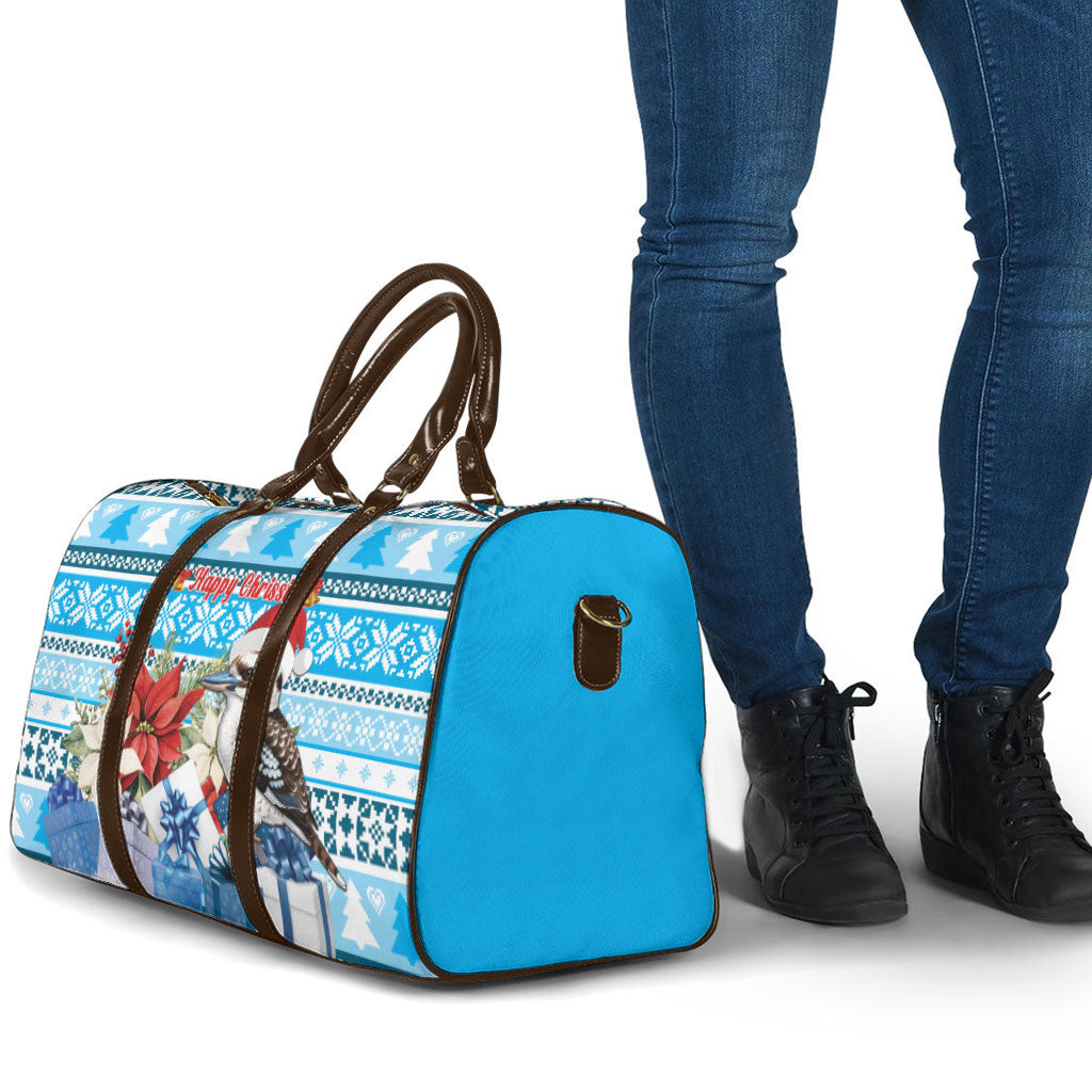 Australia Christmas In July Travel Bag Kookaburra Santa Blue Color