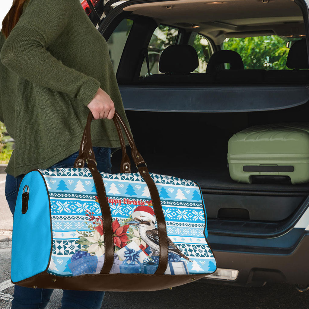 Australia Christmas In July Travel Bag Kookaburra Santa Blue Color