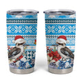 Australia Christmas In July Tumbler Cup Kookaburra Santa Blue Color