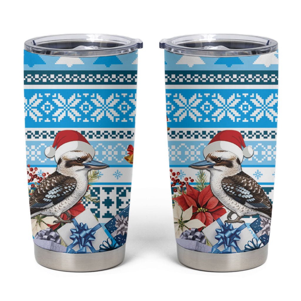 Australia Christmas In July Tumbler Cup Kookaburra Santa Blue Color