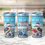 Australia Christmas In July Tumbler Cup Kookaburra Santa Blue Color