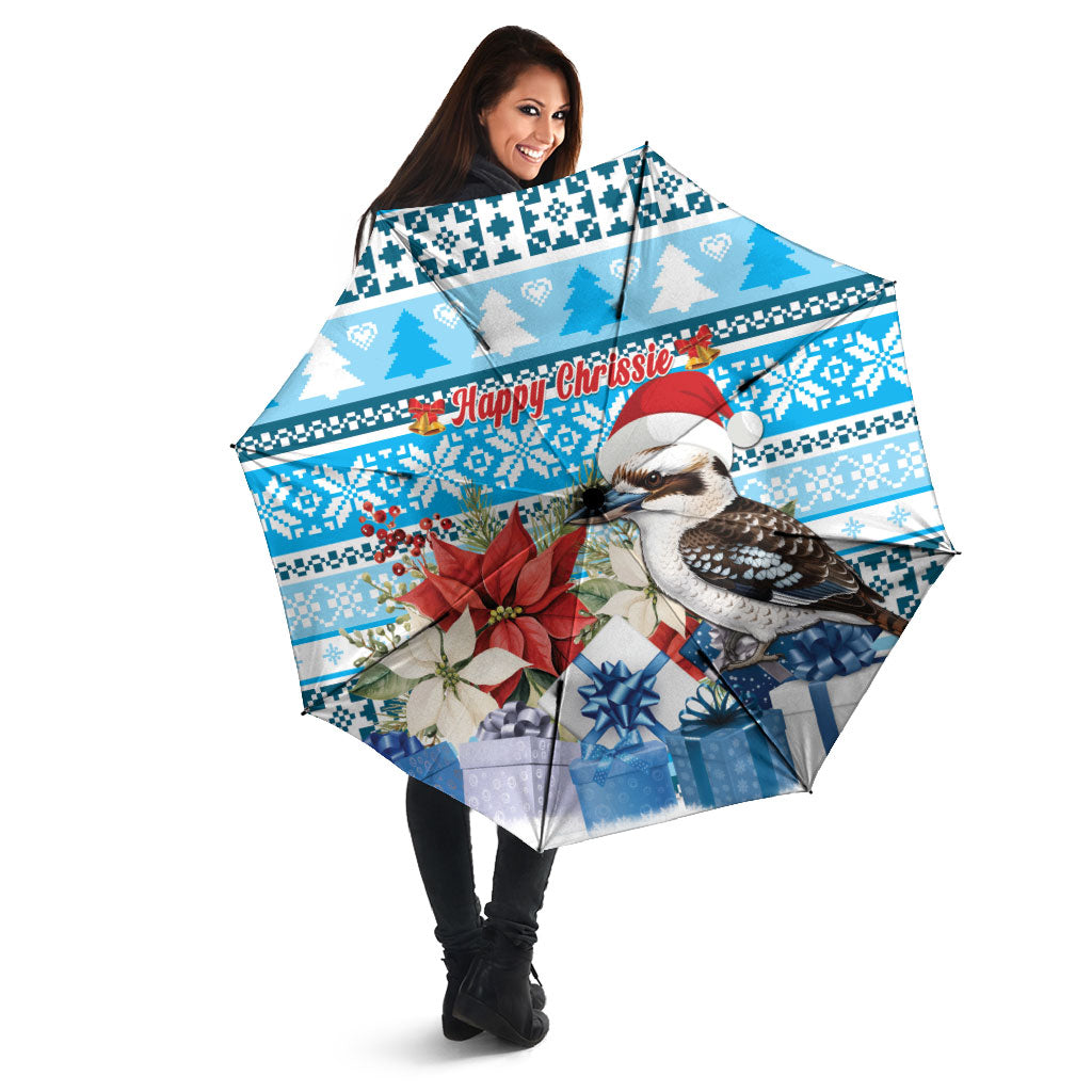 Australia Christmas In July Umbrella Kookaburra Santa Blue Color