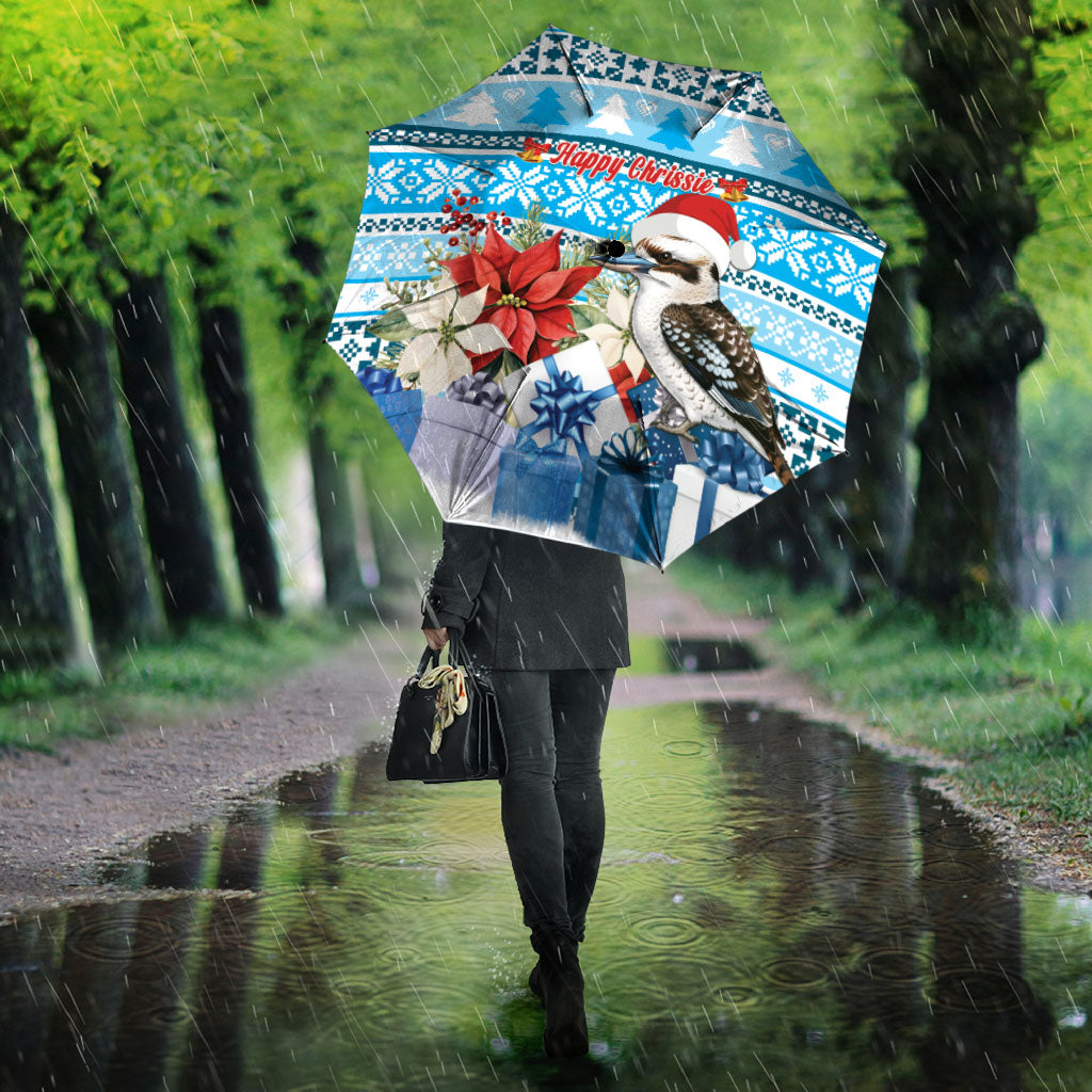 Australia Christmas In July Umbrella Kookaburra Santa Blue Color