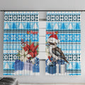 Australia Christmas In July Window Curtain Kookaburra Santa Blue Color