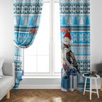 Australia Christmas In July Window Curtain Kookaburra Santa Blue Color