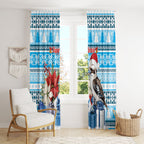 Australia Christmas In July Window Curtain Kookaburra Santa Blue Color