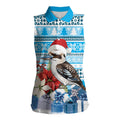 Australia Christmas In July Women Sleeveless Polo Shirt Kookaburra Santa Blue Color