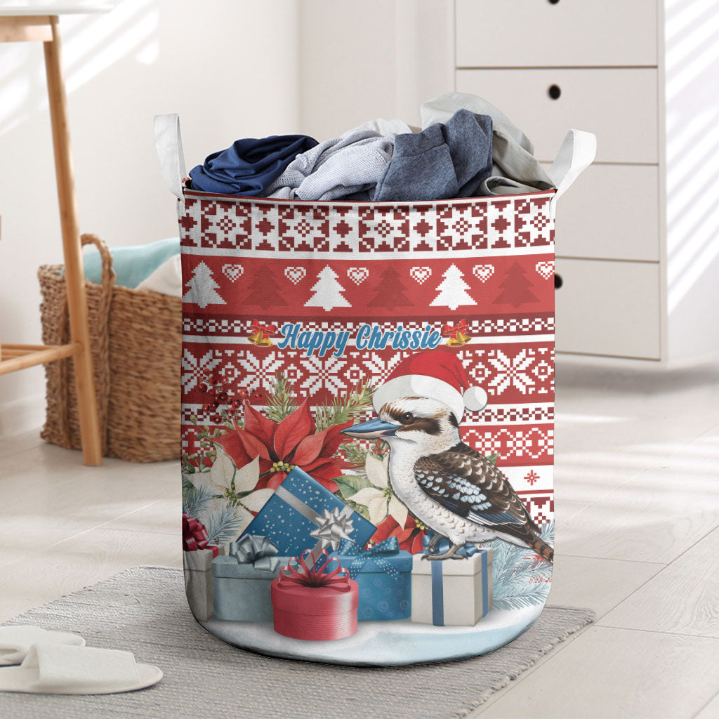 Australia Christmas In July Laundry Basket Kookaburra Santa Red Color