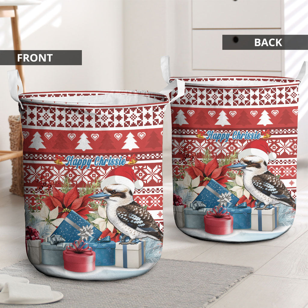 Australia Christmas In July Laundry Basket Kookaburra Santa Red Color