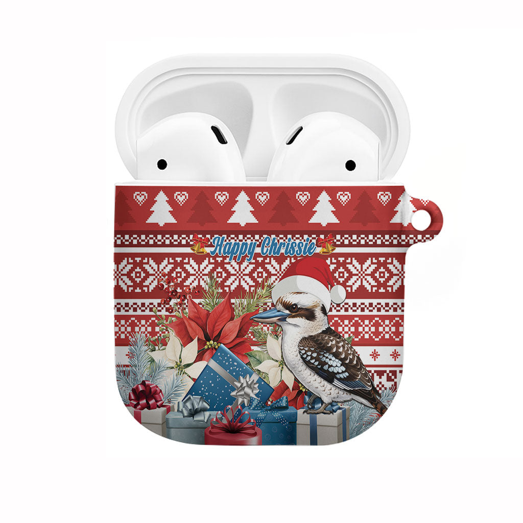 Australia Christmas In July AirPods Case Kookaburra Santa Red Color