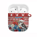 Australia Christmas In July AirPods Case Kookaburra Santa Red Color