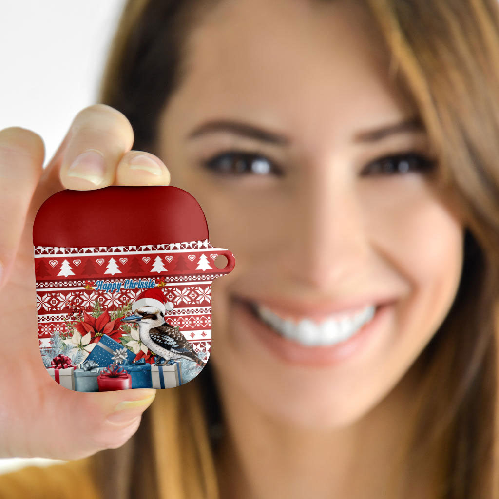 Australia Christmas In July AirPods Case Kookaburra Santa Red Color