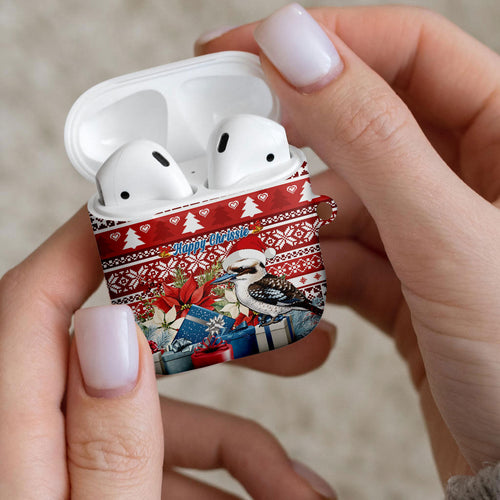 Australia Christmas In July AirPods Case Kookaburra Santa Red Color
