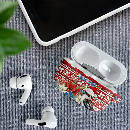Australia Christmas In July AirPods Case Kookaburra Santa Red Color
