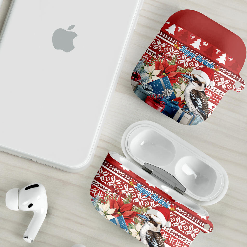 Australia Christmas In July AirPods Case Kookaburra Santa Red Color
