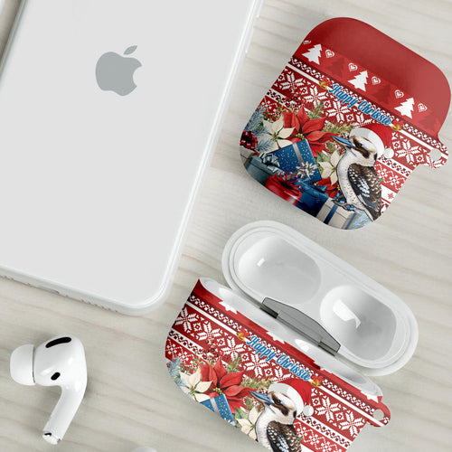 Australia Christmas In July AirPods Case Kookaburra Santa Red Color
