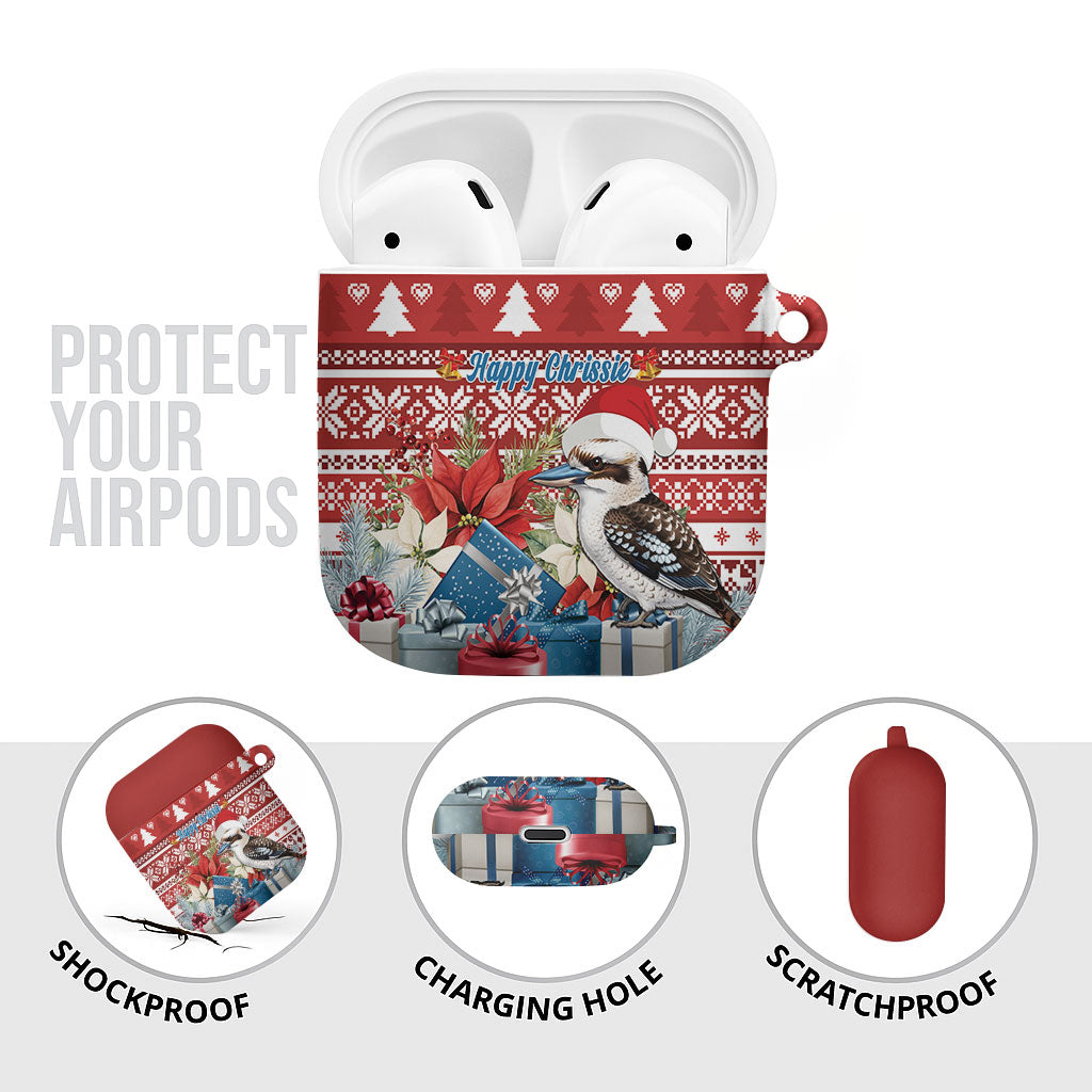 Australia Christmas In July AirPods Case Kookaburra Santa Red Color