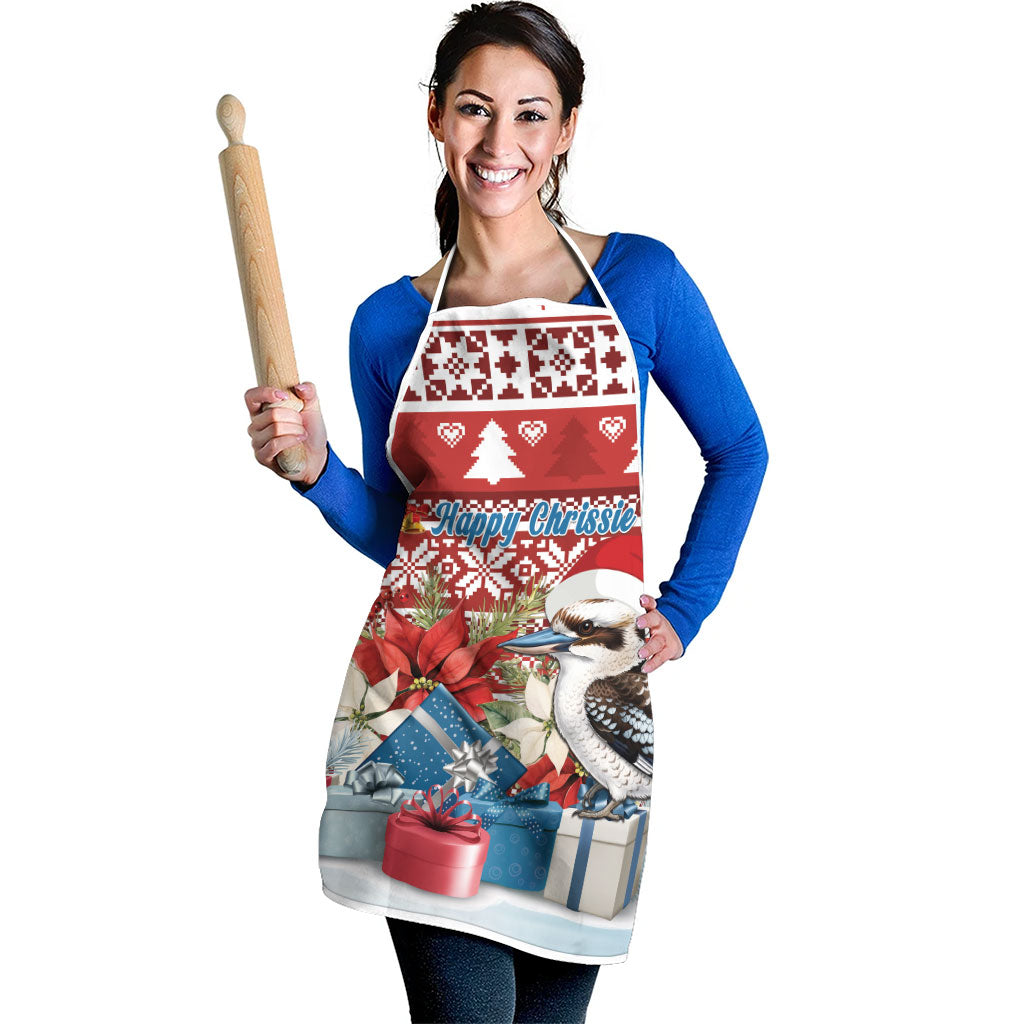 Australia Christmas In July Apron Kookaburra Santa Red Color