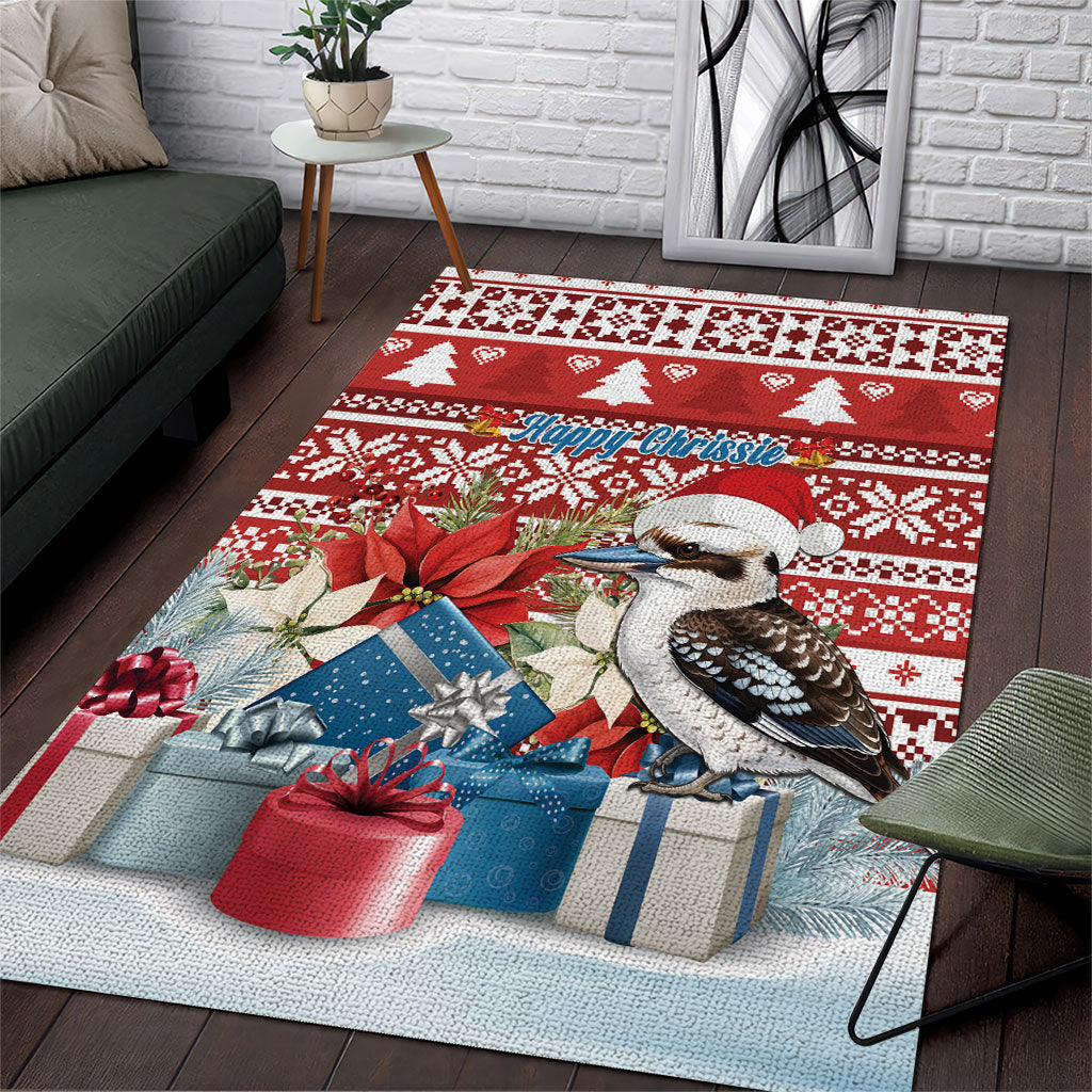 Australia Christmas In July Area Rug Kookaburra Santa Red Color