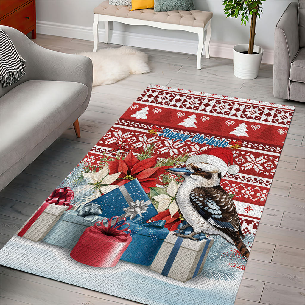 Australia Christmas In July Area Rug Kookaburra Santa Red Color