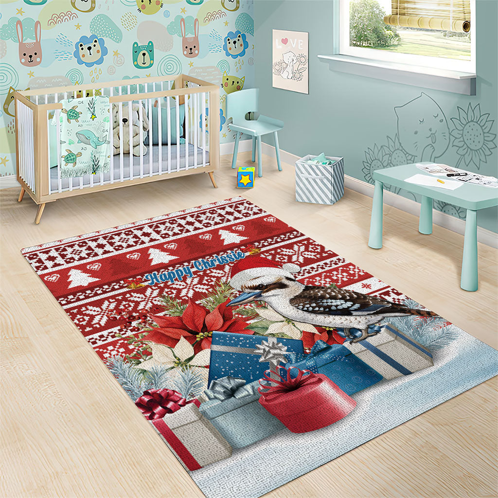 Australia Christmas In July Area Rug Kookaburra Santa Red Color